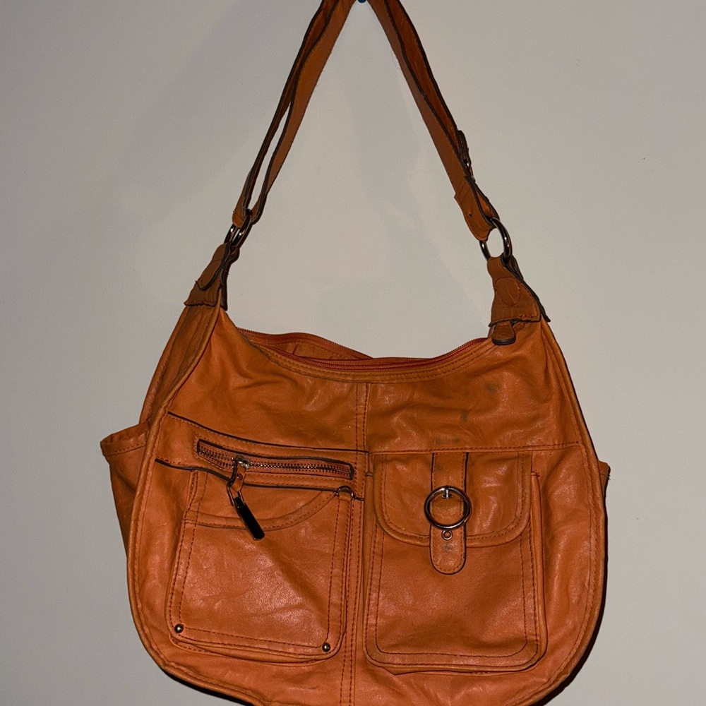 Rosetti Stylish Orange Leather Shoulder Bag